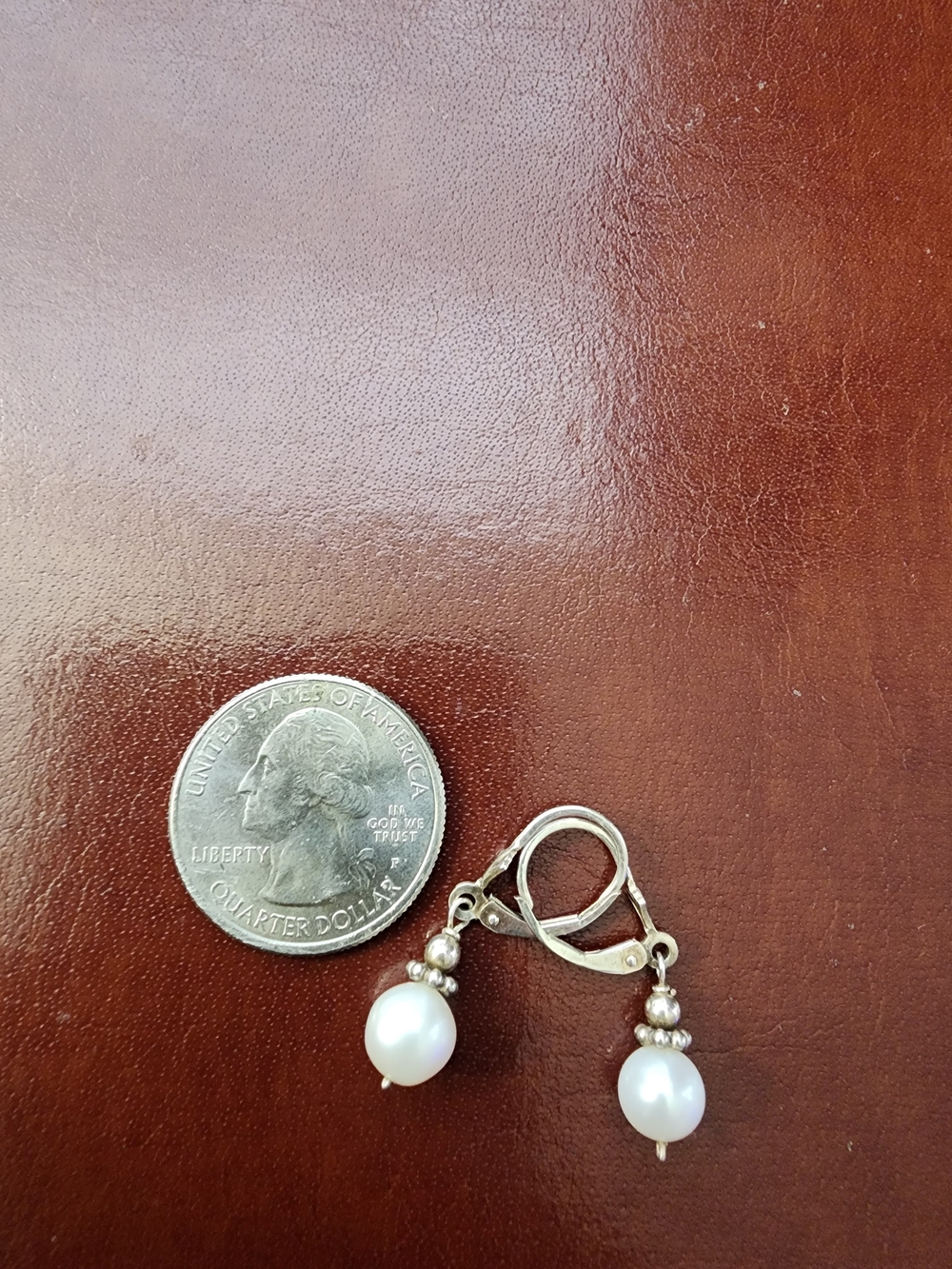 Pearl Drop Leverback Earrings - White Pearls